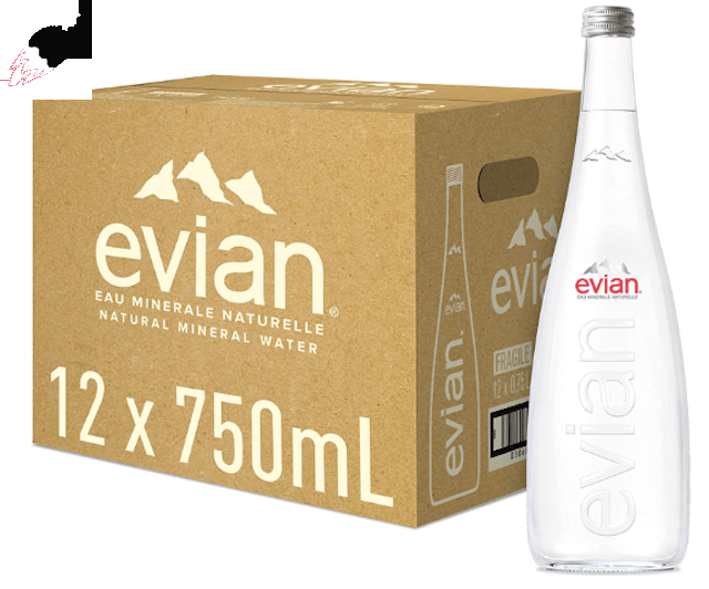 Evian Still water 750ml x 12 glass bottles