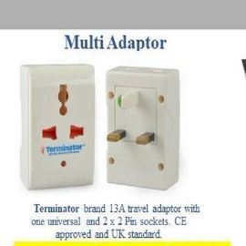 Terminator 3 Way Universal Multi Adaptor One 3 Pin and Two 2 Pin with 3 Pin Flat Plug 13A - CE Approved | CognitionUAE.com