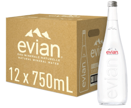 Evian Glass Bottled Natural Mineral Water 750 ml x 12 bottles | CognitionUAE.com