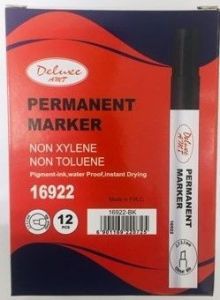 Deluxe Permanent Marker Chisel - Black (12pcs/pack) | CognitionUAE.com