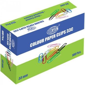 FIS 33mm Paper Clips U Shape - Assorted Colors (100pcs/pack) | CognitionUAE.com