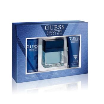 GUESS Mens Seductive Blue Combo Set - Eau De Toilette 100 ml + Shower Gel 200 ml + Body Spray 226 ml | CognitionUAE.com