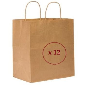 Brown Paper Bag with Twisted Handle 32*12*35 cm (pack of 12) | CognitionUAE.com