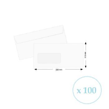 White Peel & Seal Envelope with Left Window 115mm x 225mm 90gsm (Pack of 100 pcs) | CognitionUAE.com