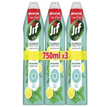 Jif Antibacterial Dishwashing Liquid, Mint & Lemon, Double Foam Power, 750ml, (Pack of 3) | CognitionUAE.com