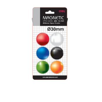 Deli 7825 30mm Magnet - Assorted colors (6pcs/packet) | CognitionUAE.com