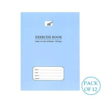 PSI Exercise Book 100 pages Single Line Left Margin 16 cm x 21cm (Pack of 12) | CognitionUAE.com
