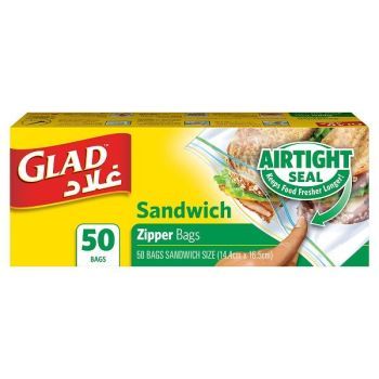 Glad Zipper Sandwich Bags 14.4cm x 16.5cm 50 pcs pack | CognitionUAE.com