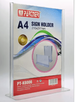 Acrylic Sign Holder 2 sided A4 size 210 x 297 mm T Base | CognitionUAE.com