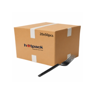Hotpack Heavy Duty Black Plastic Fork, 50 Pieces per Pack (20 Packs per Carton) | CognitionUAE.com