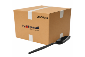 Hotpack Heavy Duty Black Plastic Spoon, 50 Pieces per Pack , (20 Packs per Carton) | CognitionUAE.com