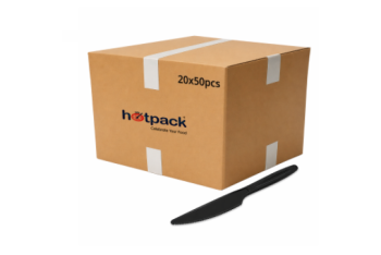 Hotpack Heavy Duty Black Plastic Knife, 50 Pieces per Pack ,(20 Packs per Carton) | CognitionUAE.com