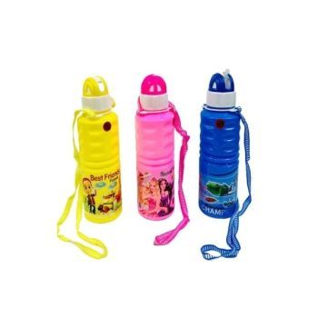 Plastic Water Bottle comes with Strap. Cartoon Character Design-Pink | CognitionUAE.com