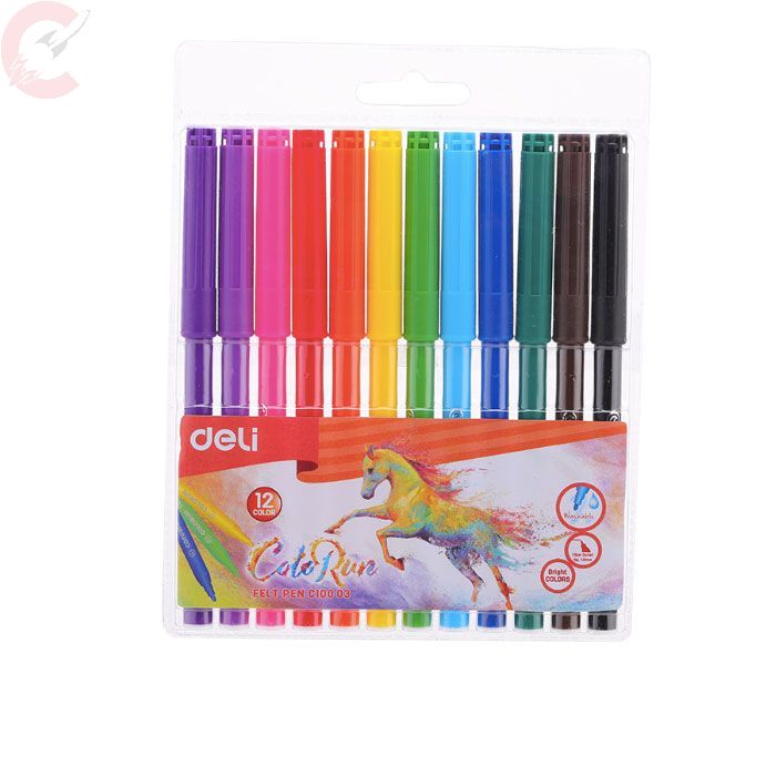 Sketch/Felt Pens Washable 12 Colours in PVC Bag